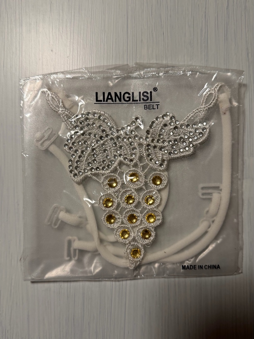 NEW LIANGLISI White Butterfly Lace Rhinestone Bra Straps Kawaii Lolita Bridal